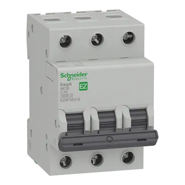 MINI BREAKER SCHNEIDER EASY9 3P 16A CURVA C 6KA