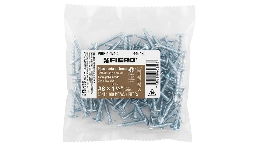 TORNILLOS AUTOPERFORANTES PUNTA BROCA #8 1-1/4" MARCA FIERO