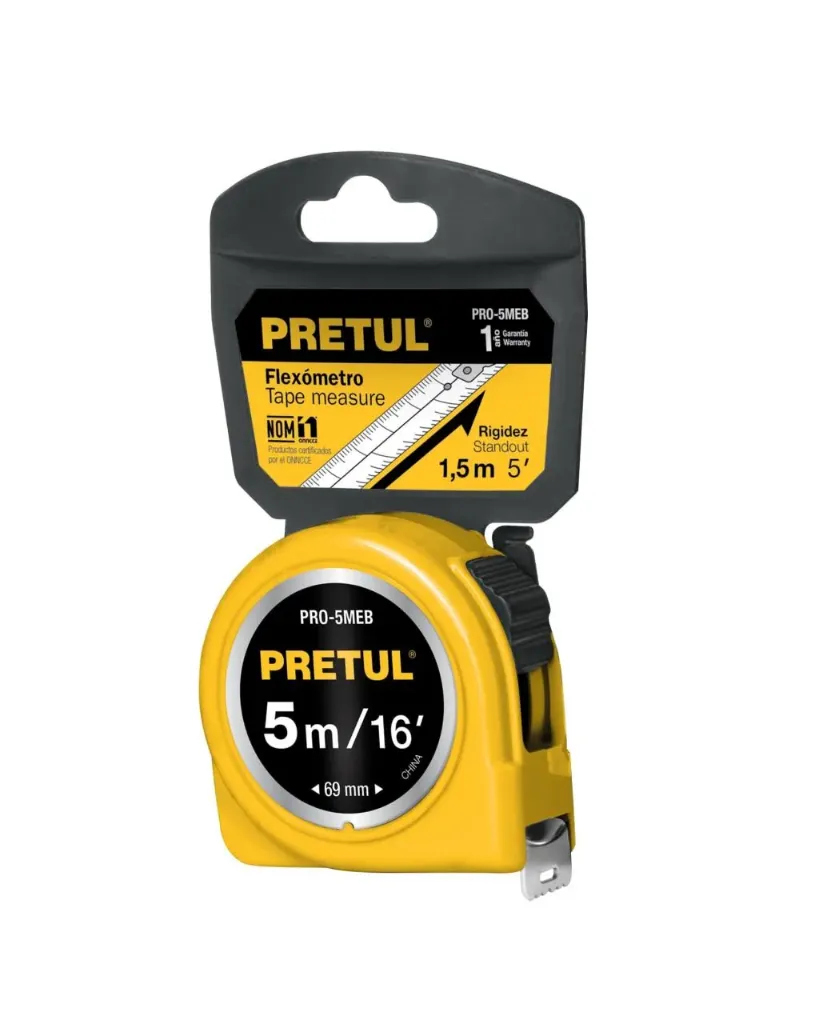 CINTA METRICA BLISTER AMARILLA PRO-5MEB PRETUL