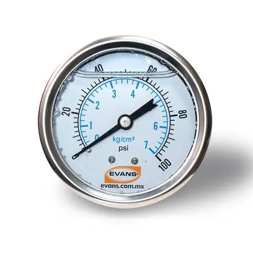 Manómetro de glicerina (0-100)PSI 1/4 NPT posterior 