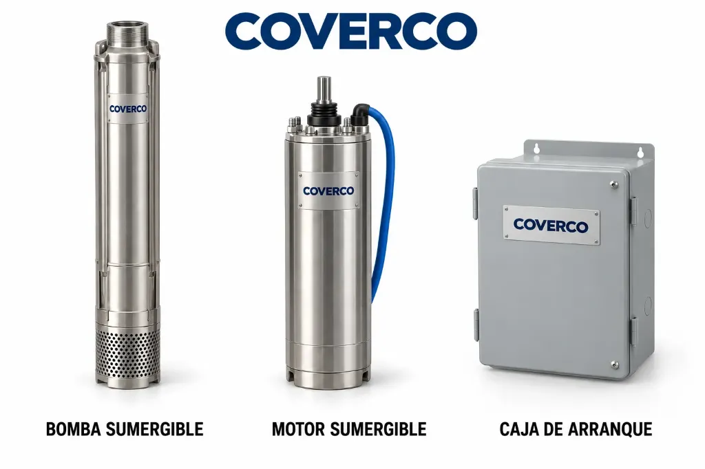 KIT SISTEMA BOMBEO SUMERGIBLE 4" 2HP MOTOR Y CAJA DE ARRANQUE COVERCO