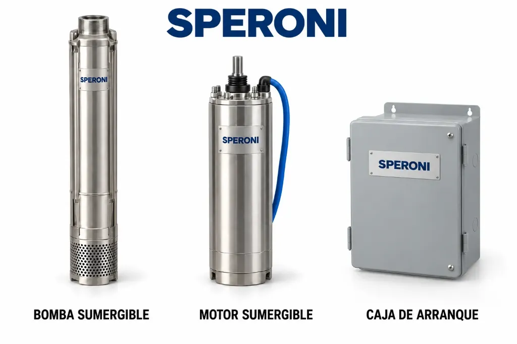 KIT SISTEMA BOMBEO SUMERGIBLE 4" 25 GPM 2HP 220V  SPERONI