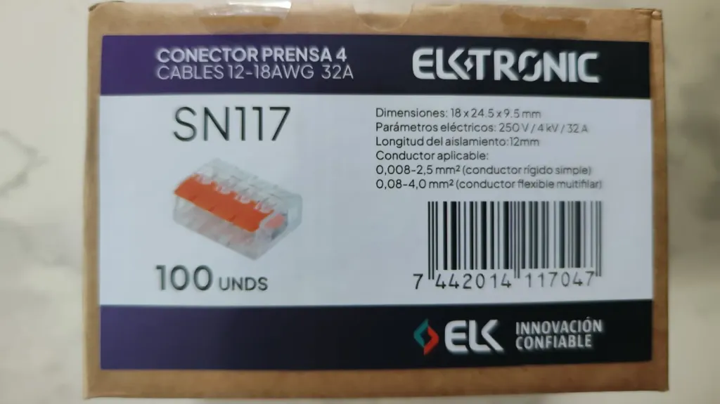 CAJA 100 CONECTORES PRENSA 4 CABLES 12-18AWG 32A SN117 - ELKTRONIC
