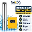 Bomba solar de pozo profundo de 1200 W con controlador de CA/CC, 17.6 GPM, 113 metros maximo de altura, salida de 1.5 pulgadas, paneles no incluidos