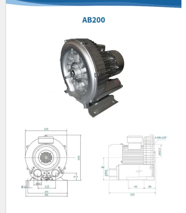 SOPLADOR REGENERATIVO AB200 2.4HP 220/1F HIDROTERMAL 
