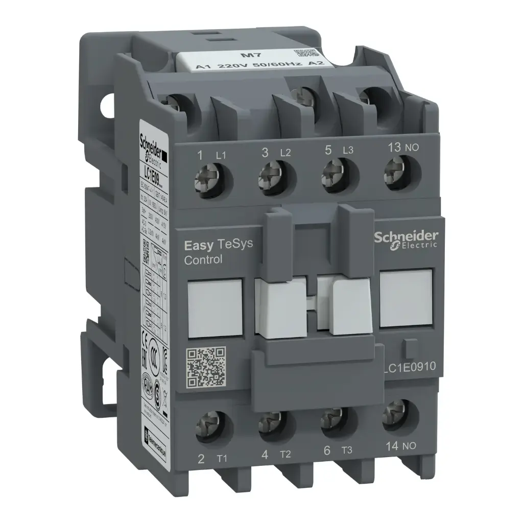 [LC1E0910M7] Contactor,Easy TeSys Control,LC1E,3P(3NO),AC-3/AC-3e,<=440V,9A,220V AC coil,50/60Hz,1NO auxiliary contact 