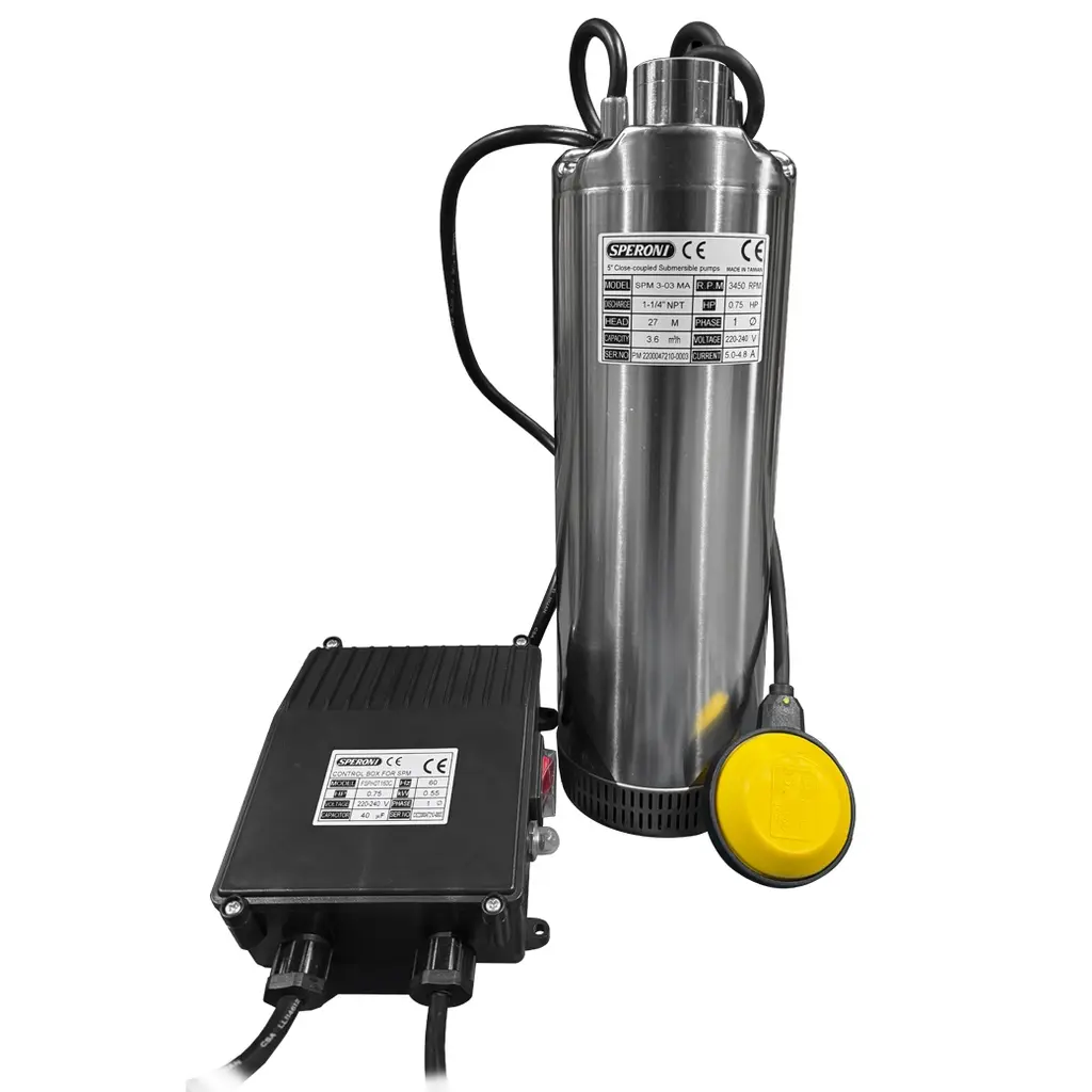 BOMBA SUMERGIBLE SPM 5-04MA 1.5HP 220/1F C/BOYA DESC. 125" SPERONI 