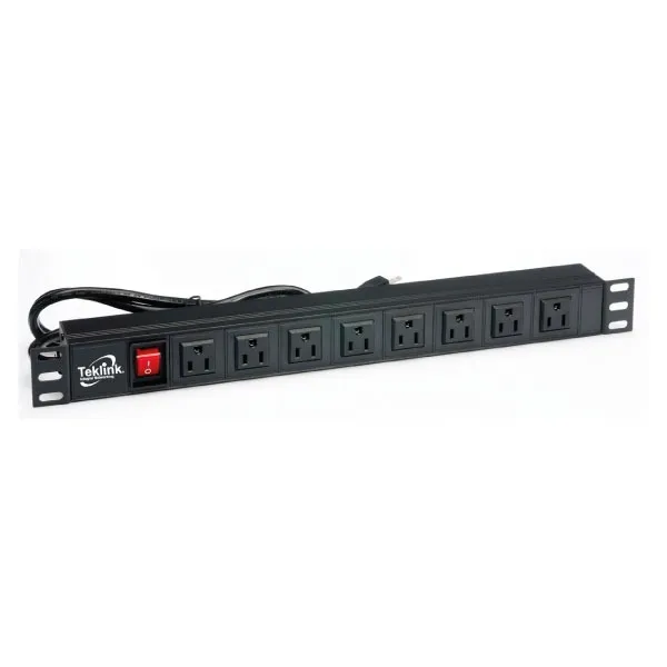 REGLETA PARA RACK PDU HORIZONTAL 19" ANCHO 15AMP 8 TOMAS 110 VOLTIOS TEKLINK MTL-REG008-BK