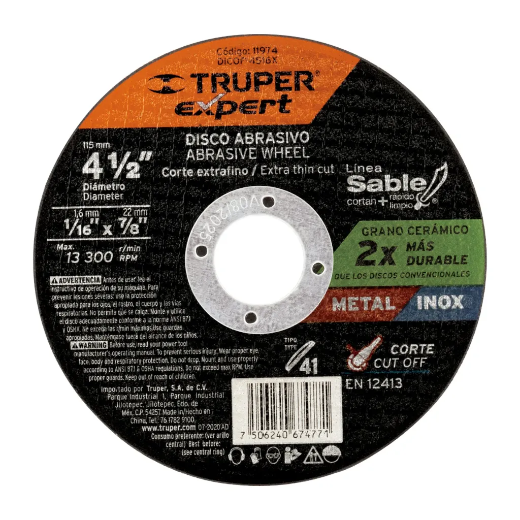 DISCO P/CORTE MET FINO 4-1/2" DICOF-4516X   TRUPER