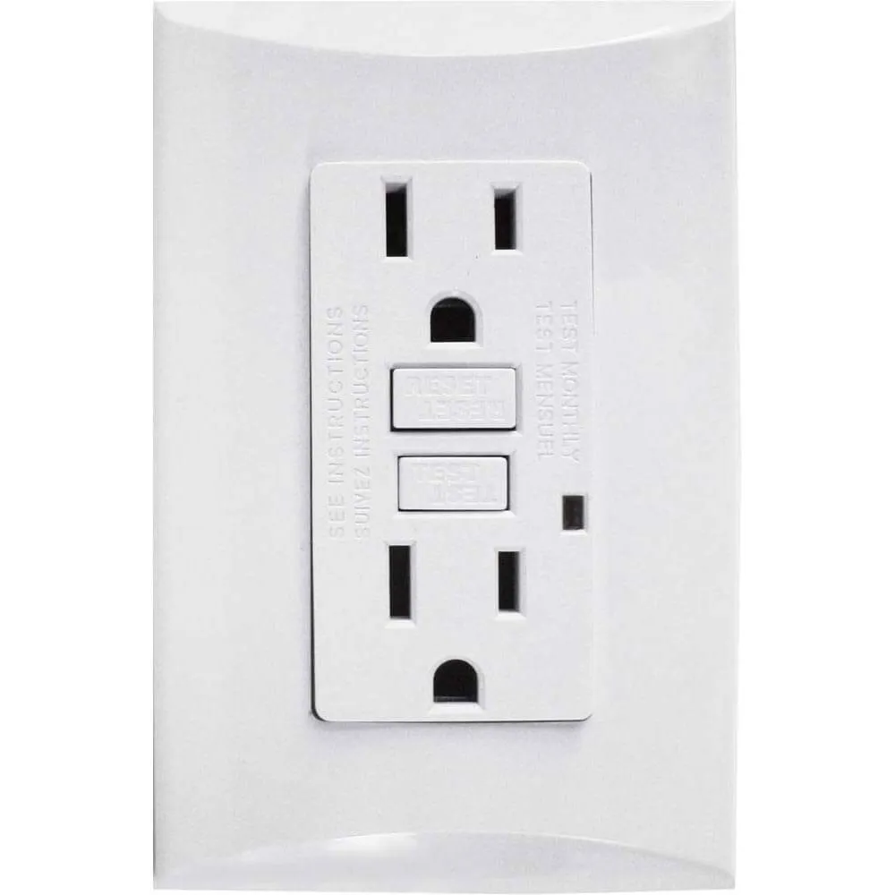 TOMA DOBLE GFCI 2P 3H 15A 125V NEMA 5-15R BLANCO PLATA