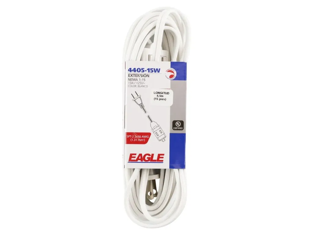 [E02440515W] EXTENSION 3 SALIDAS SPT 2X16AWG 13A 125V LARGO 4.5m BLANCO 4405 15-W