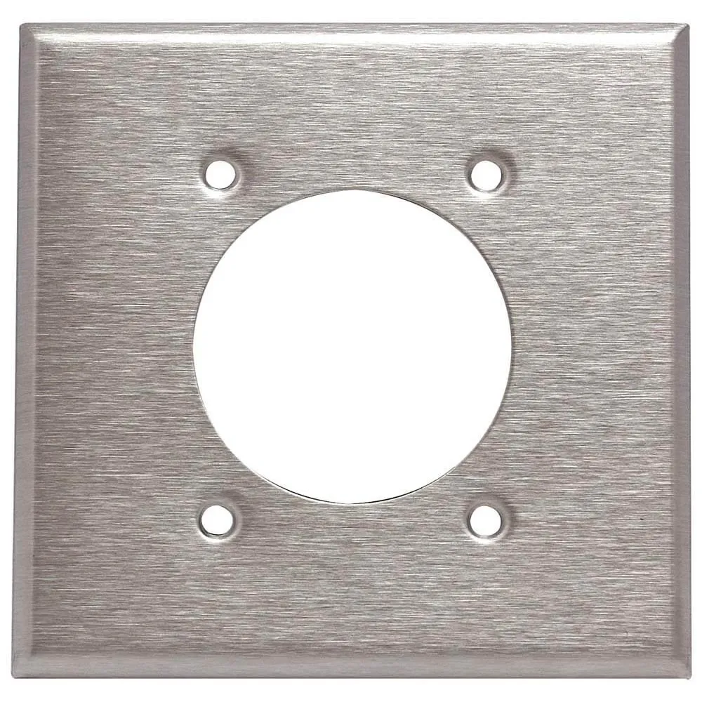 [E07327A] PLACA ACERO INOX TOMA INDUSTRIAL 30/50A 2 GANG 327A