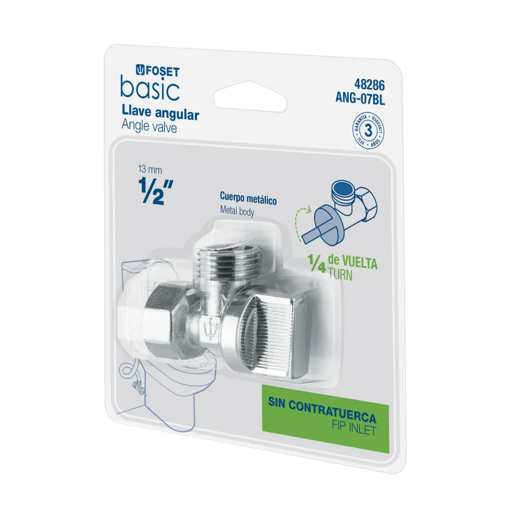 [48286] LLAVE ANGULAR 1/2" X 1/2" 1/4 VUELTA ANG-07BL FOSE