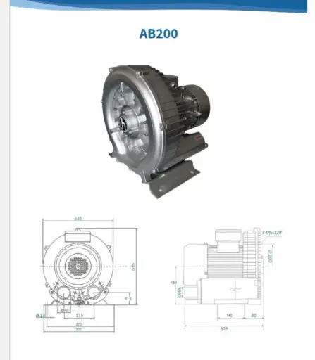 [1080399] SOPLADOR REGENERATIVO AB200 2.4HP 220/1F HIDROTERMAL 