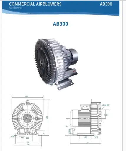 [1080400] SOPLADOR REGENERATIVO AB300M2 3.5HP 220-460V/3F HIDROTERMAL 